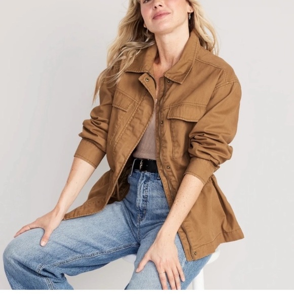 Old Navy Scout Jacket Women’s Sz 4X Tan Utility Canvas Chore Field Winter Fall - Picture 3 of 9